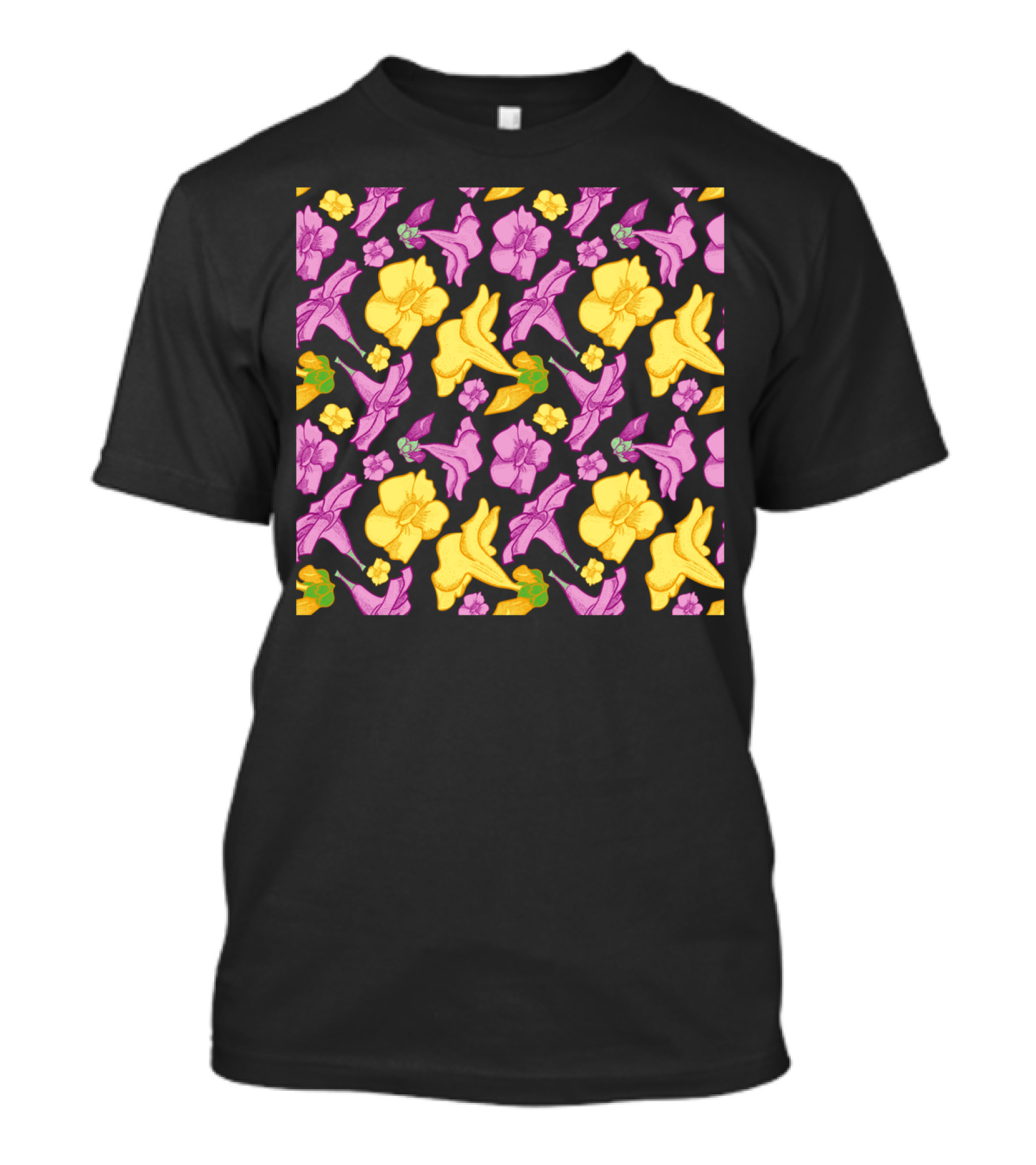 Cute Purple And Yellow Floral Pattern Blossoms T-Shirt