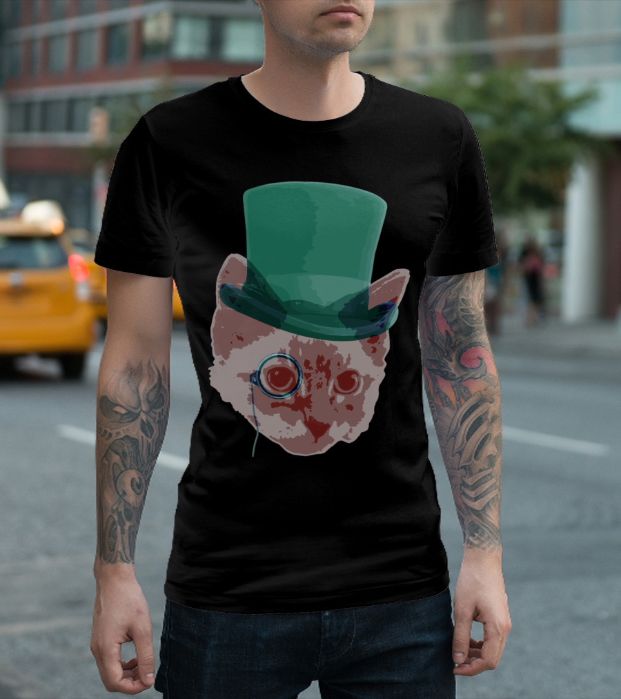 Classy Cat De Monocle Top Hat Cat T-Shirt
