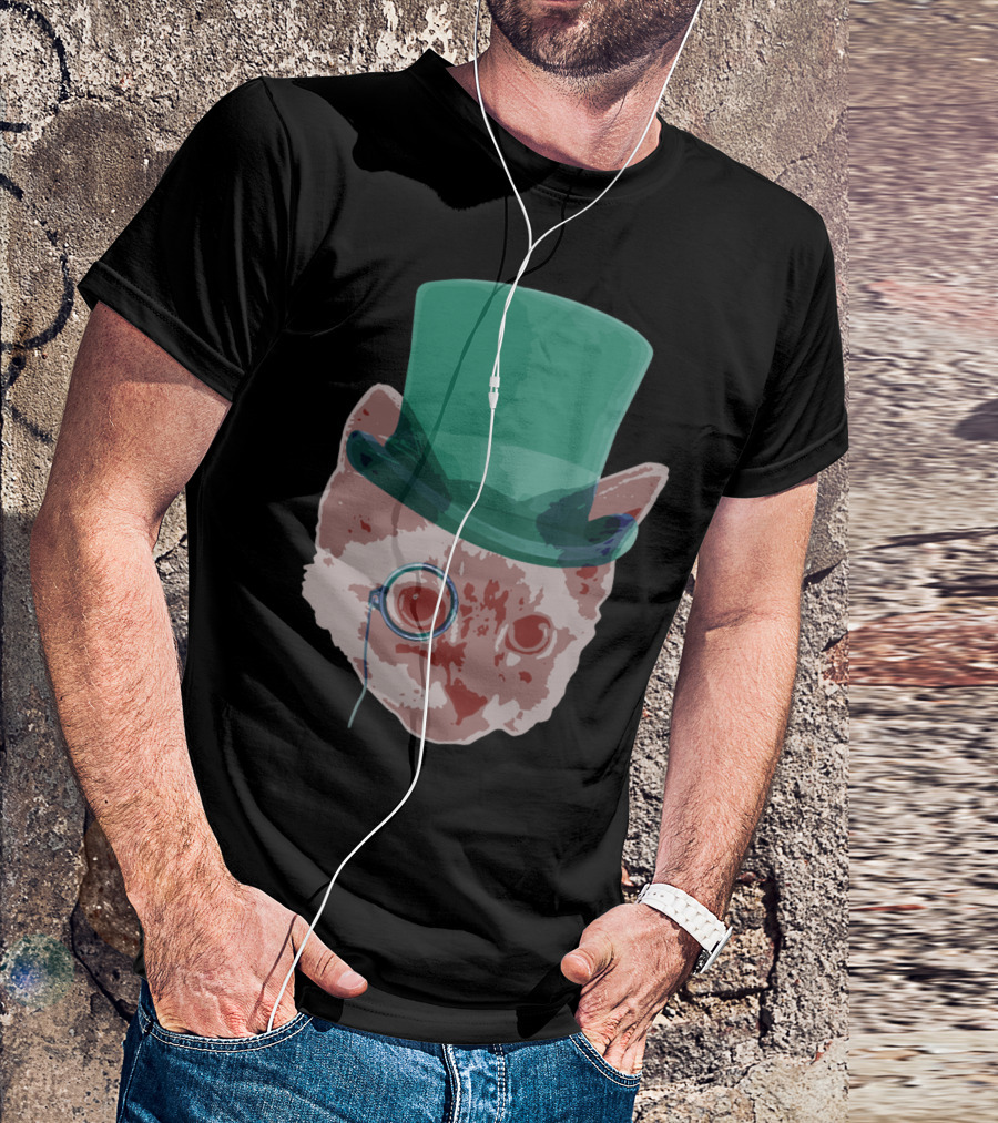 Classy Cat De Monocle Top Hat Cat T-Shirt