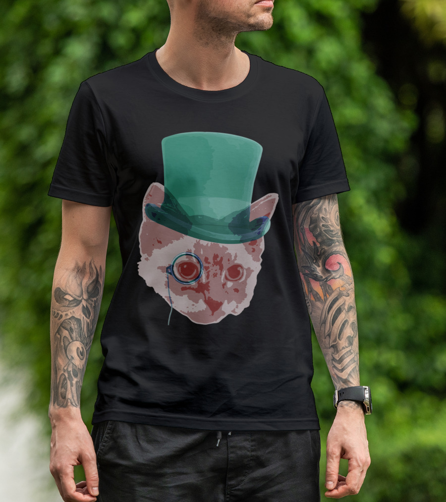 Classy Cat De Monocle Top Hat Cat T-Shirt
