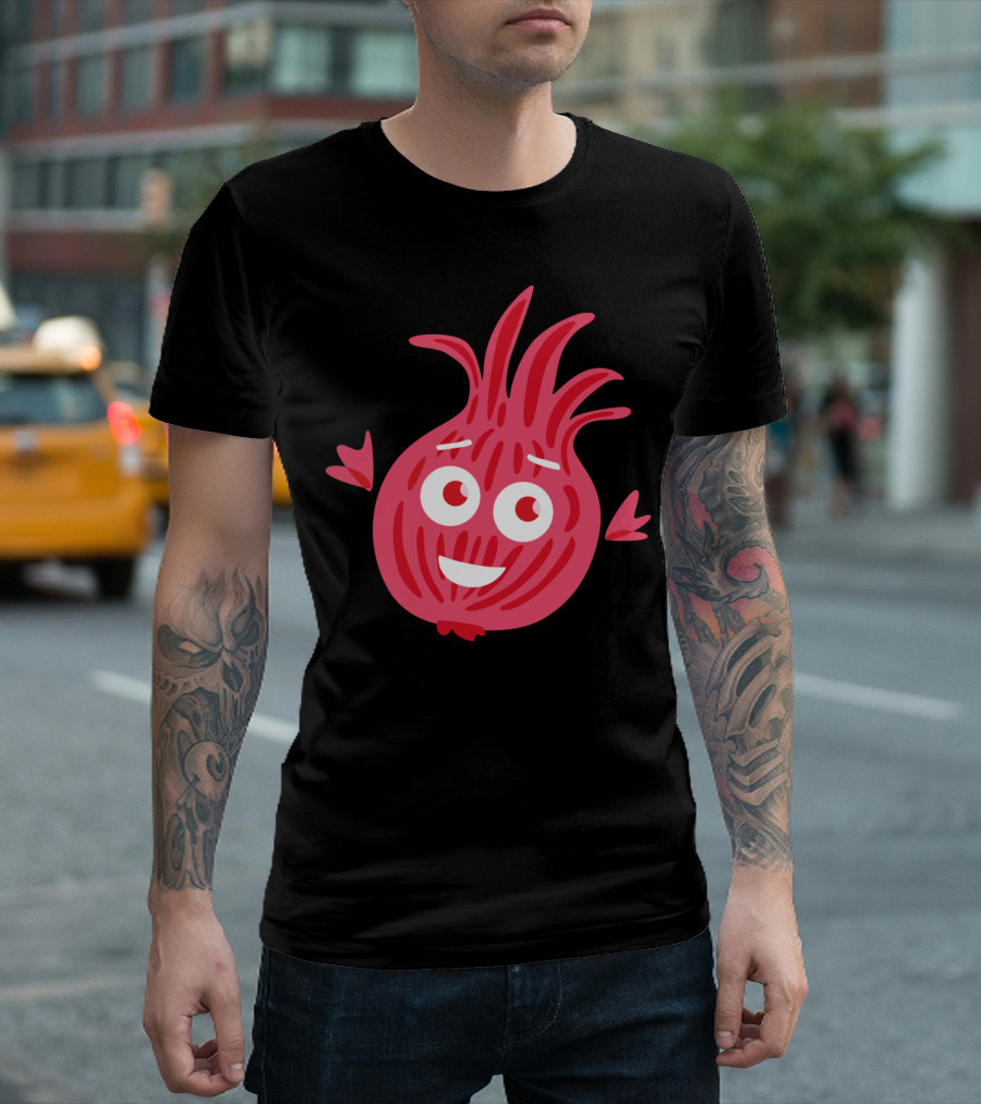 Cute Smiling Red Onion Character T-Shirt