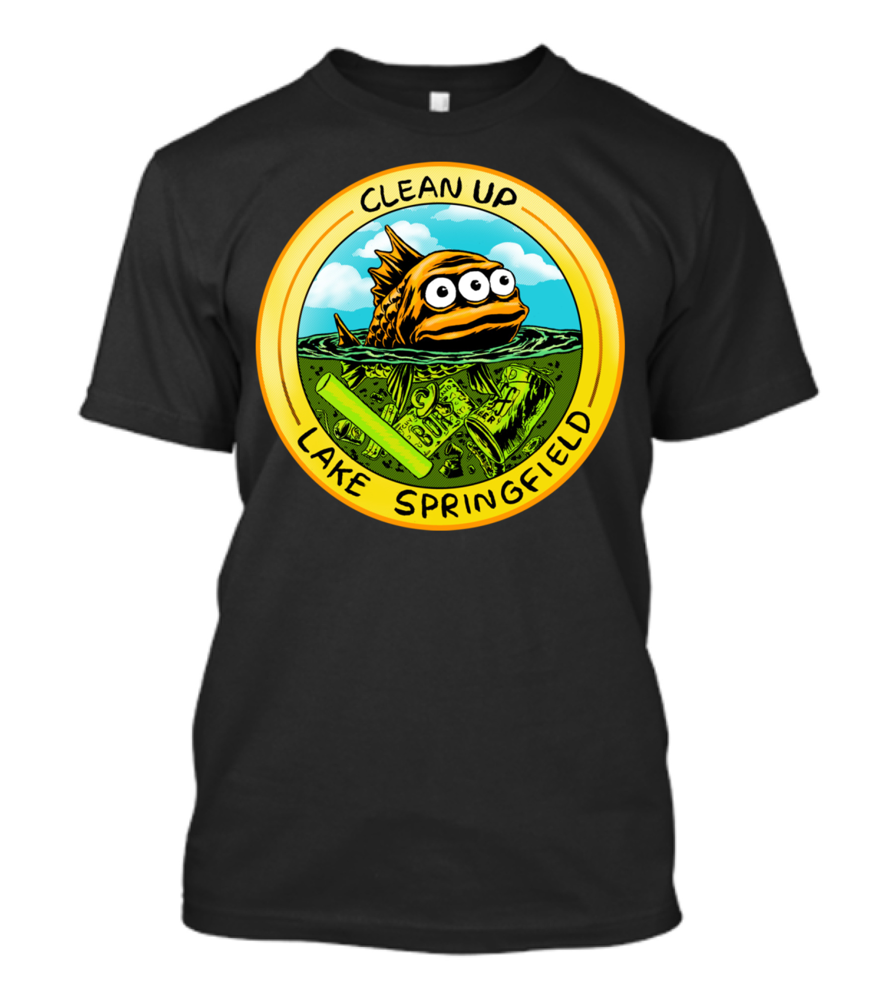 Clean Up Lake Springfield Iconic Fish Pollution Awareness T-Shirt