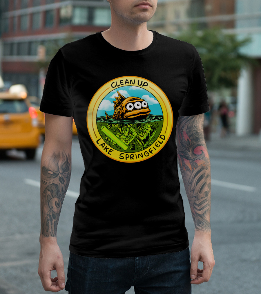 Clean Up Lake Springfield Iconic Fish Pollution Awareness T-Shirt