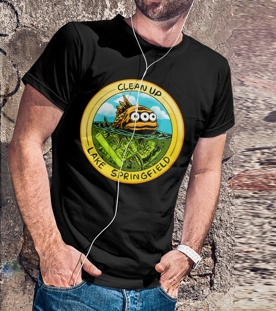 Clean Up Lake Springfield Iconic Fish Pollution Awareness T-Shirt