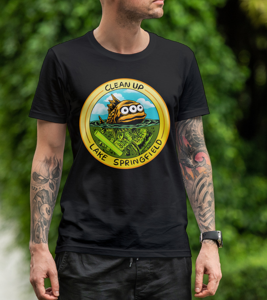 Clean Up Lake Springfield Iconic Fish Pollution Awareness T-Shirt