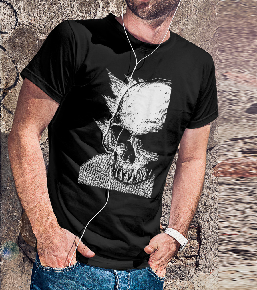 Skull And Dark T Monochrome Illustration T-Shirt