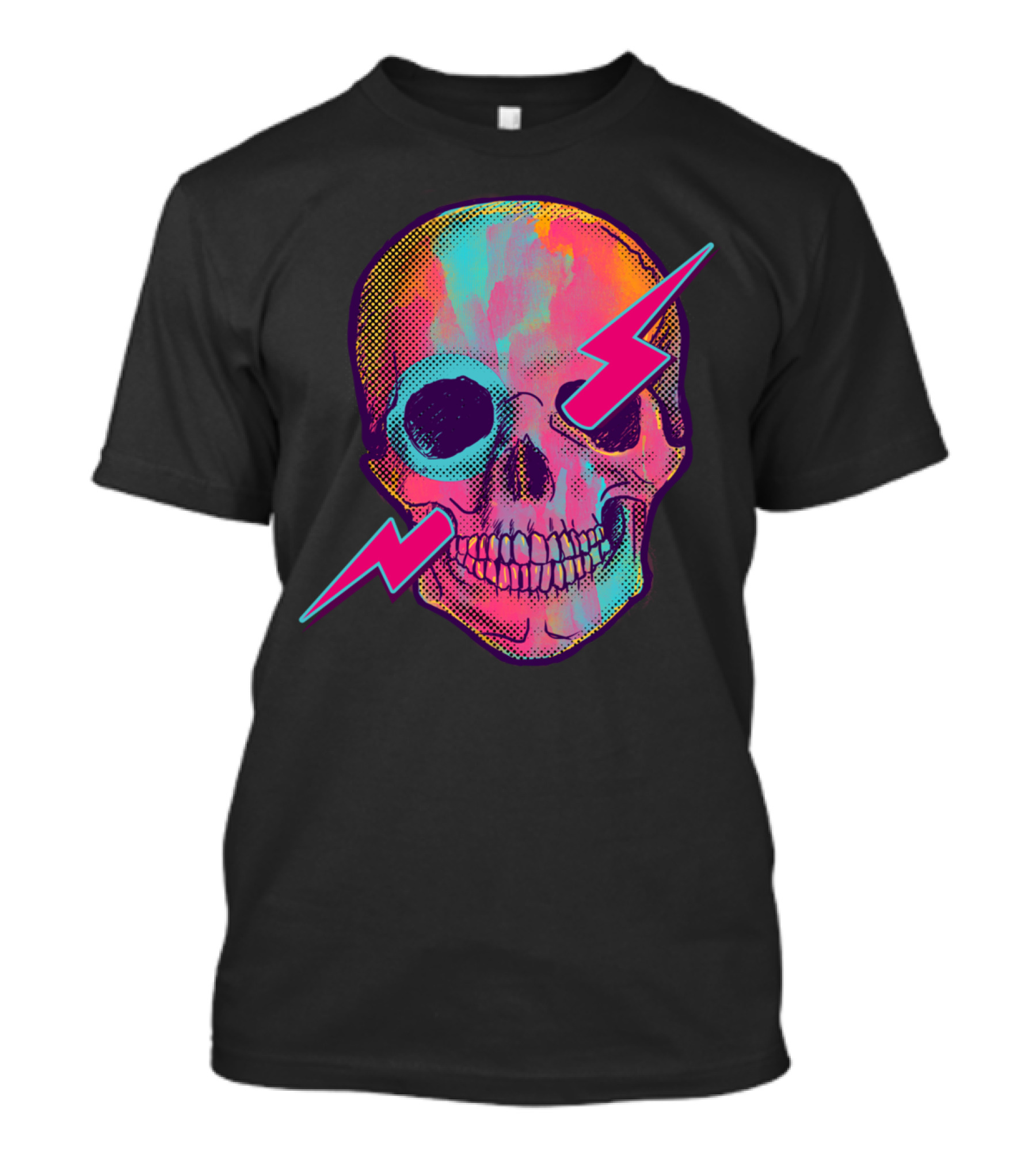Skull Candyr Neon Lightning Bolt Psychedelic Pop T-Shirt