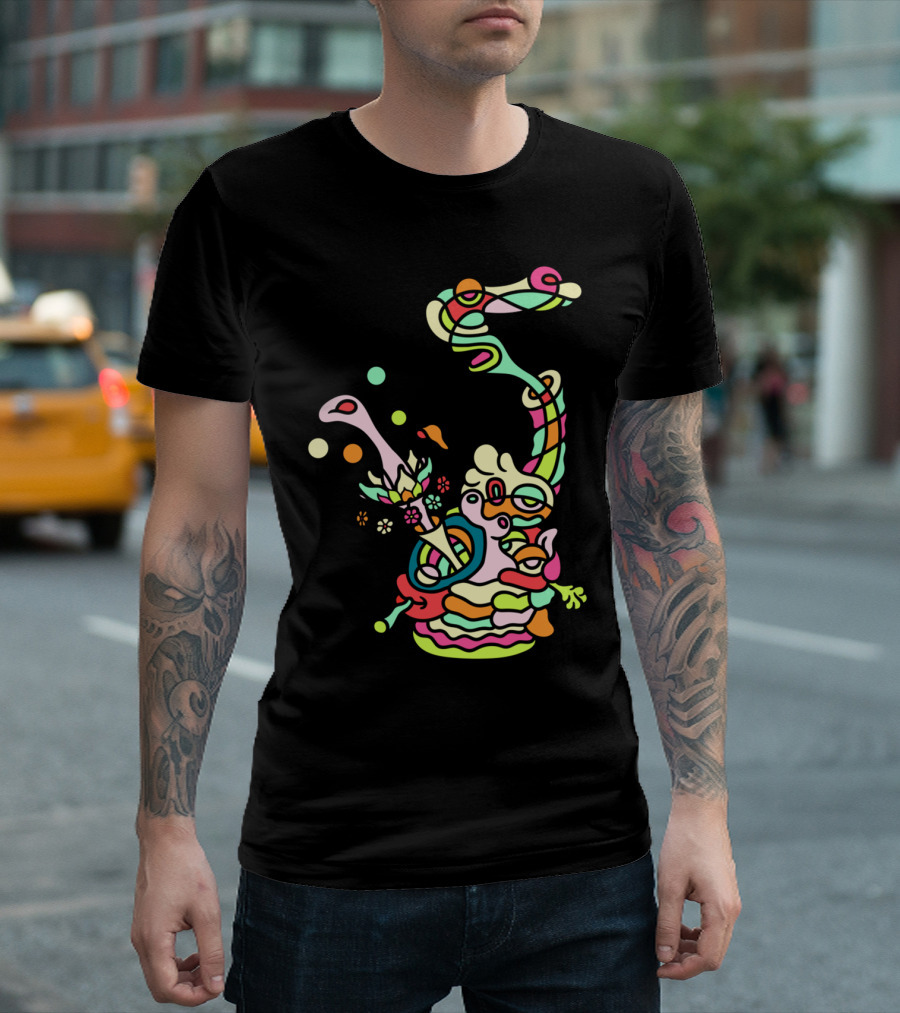 Buddy Bongus B Psychedelic Fantasy Creature Colorful Swirl T-Shirt