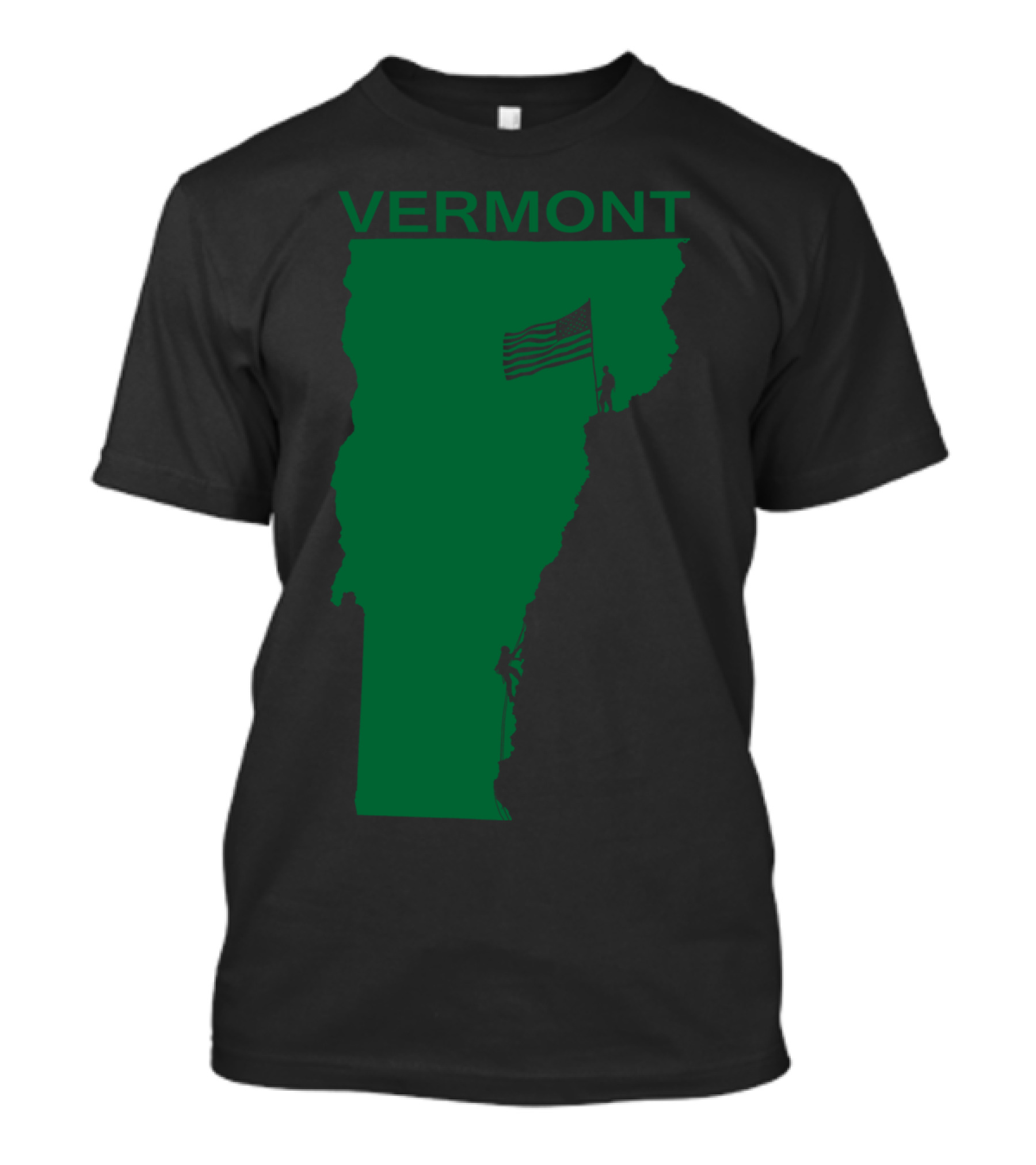 VERMONT State Silhouette With Climbers And American Flag T-Shirt