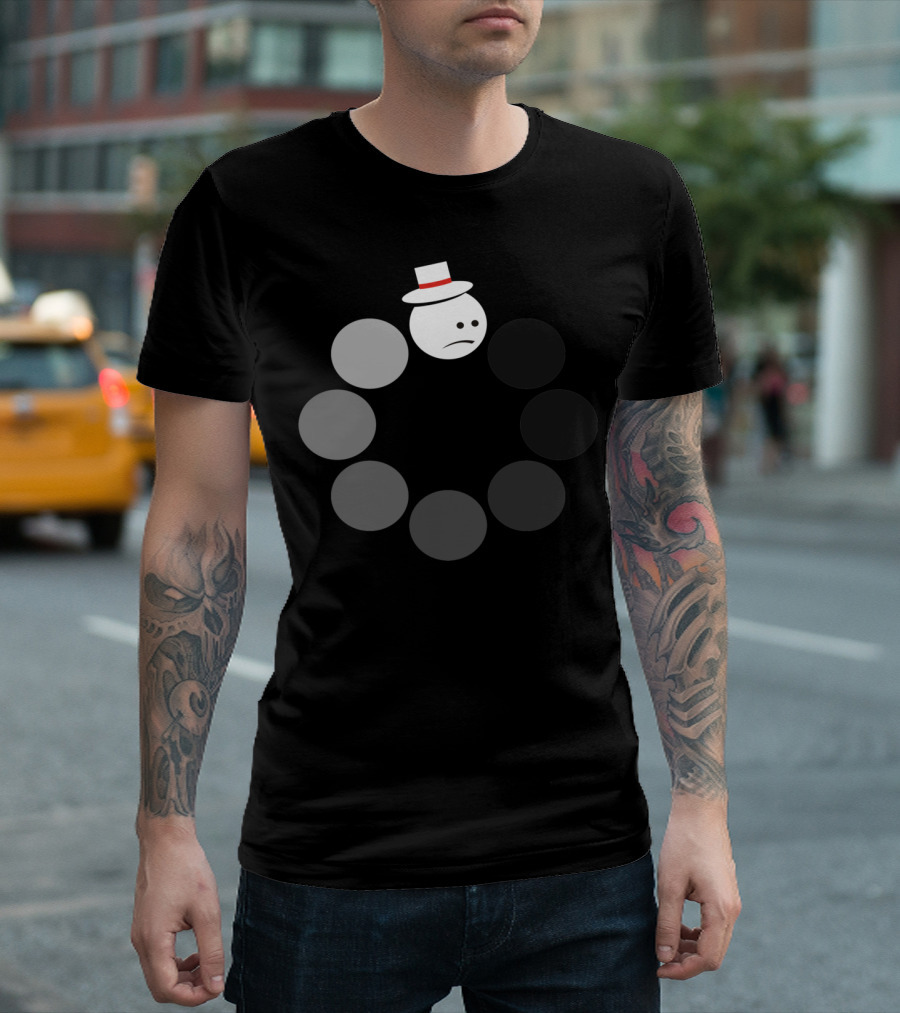 Buffering Look Closer Sad Face In Hat Loading Circle T-Shirt