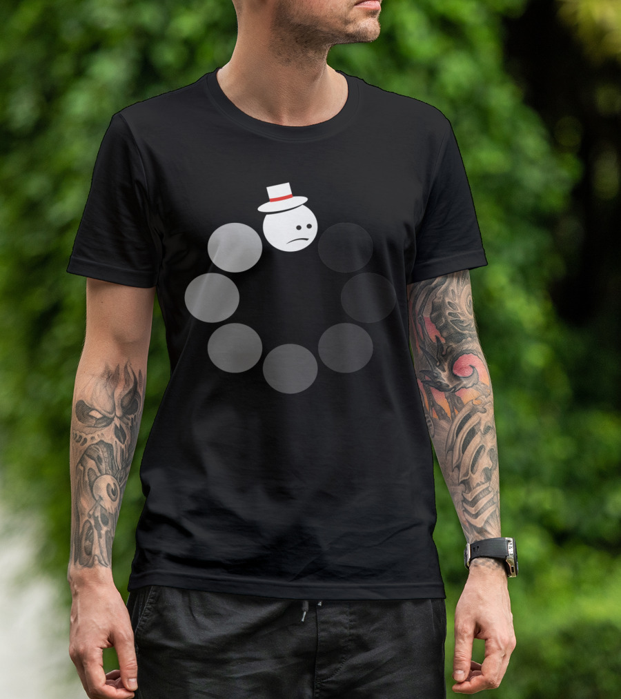Buffering Look Closer Sad Face In Hat Loading Circle T-Shirt