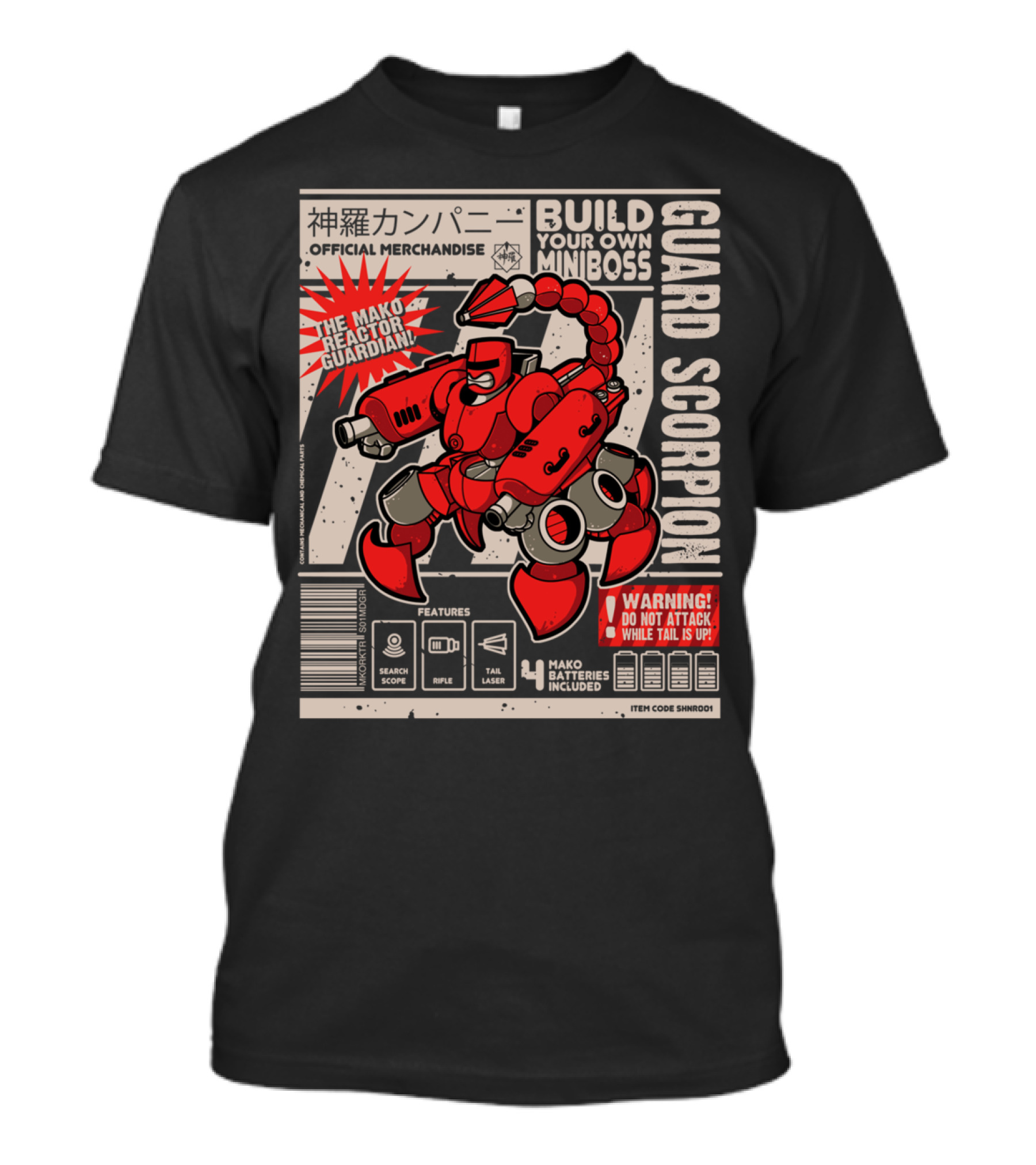 Build Your Own Miniboss Guard Scorpion Mako Reactor Guardian Official Merchandise 4 Mako Batteries Included Warning Do Not Attack While Tail Is Up T-Shirt