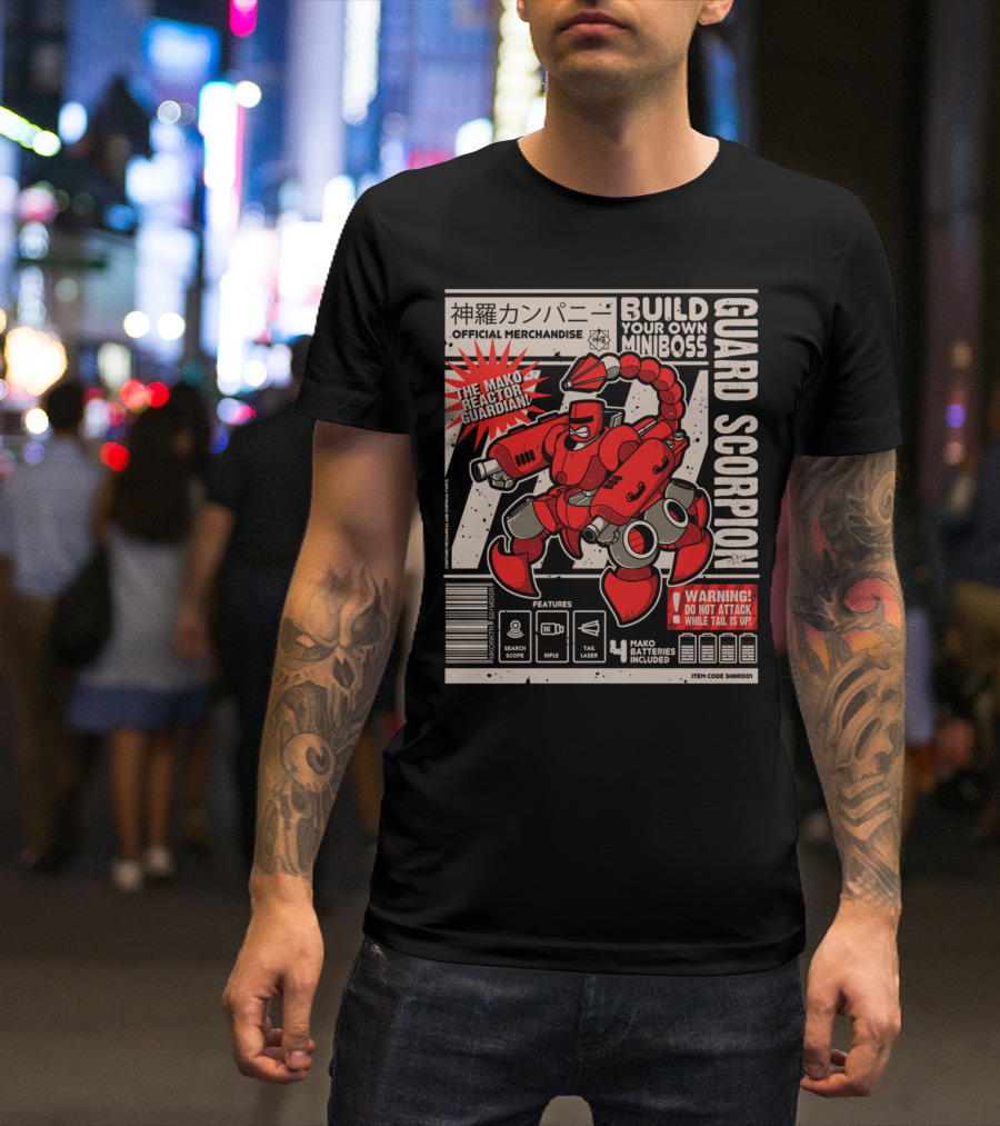 Build Your Own Miniboss Guard Scorpion Mako Reactor Guardian Official Merchandise 4 Mako Batteries Included Warning Do Not Attack While Tail Is Up T-Shirt