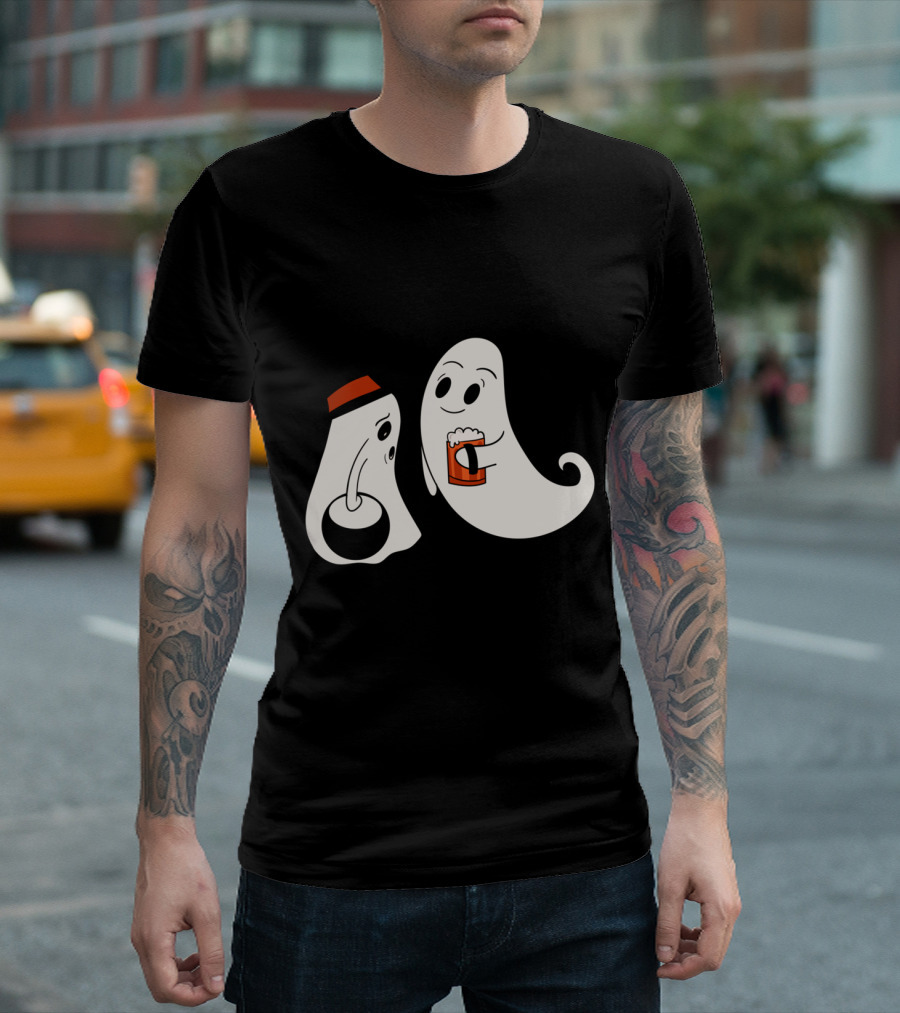 LET'S GET HALLO WASTED Ghosts Halloween Drinking Fun T-Shirt