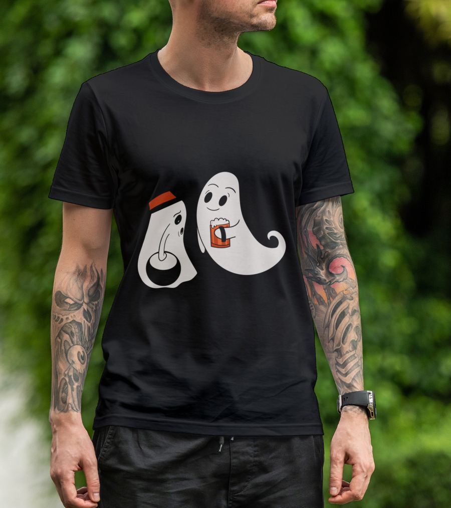 LET'S GET HALLO WASTED Ghosts Halloween Drinking Fun T-Shirt