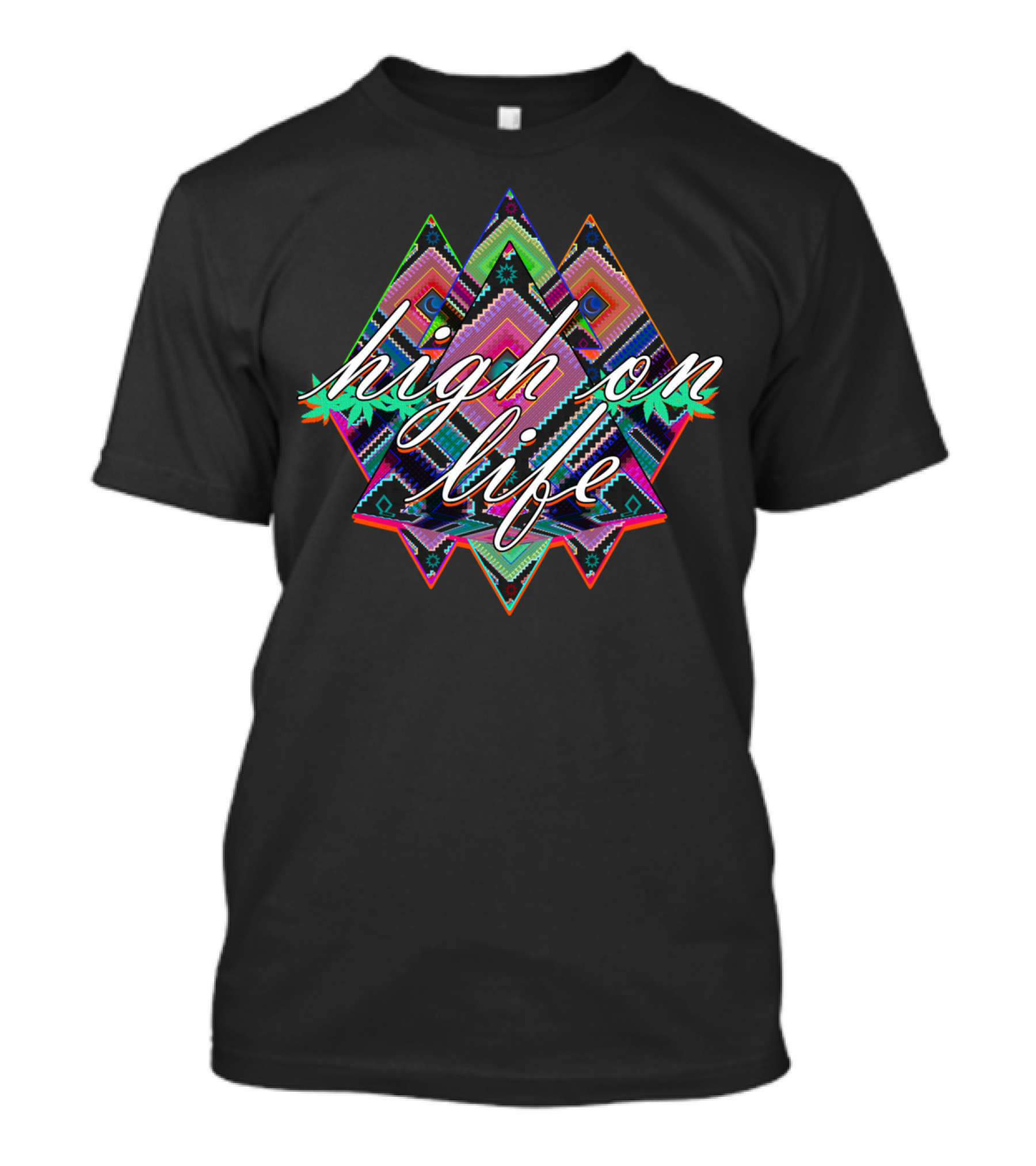 High On Life Geometric Psychedelic Triangle T-Shirt