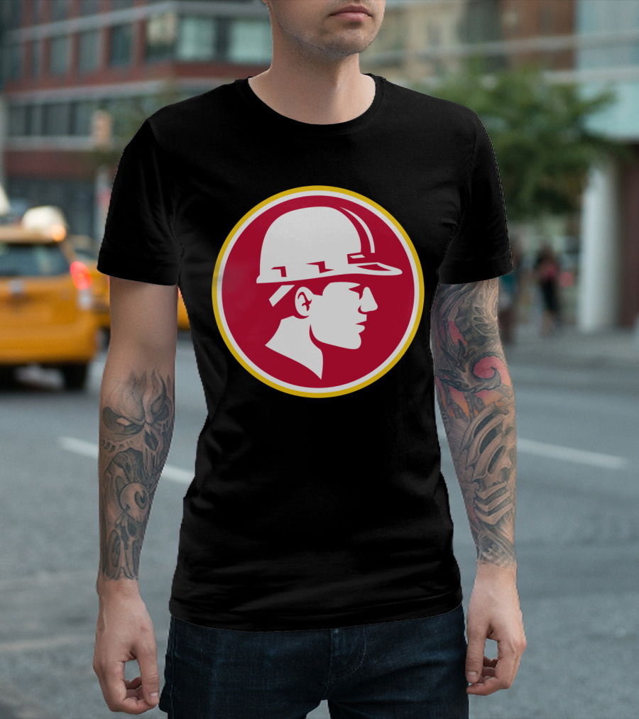 Builder Hardhat Profile Emblem Retro Circle T-Shirt