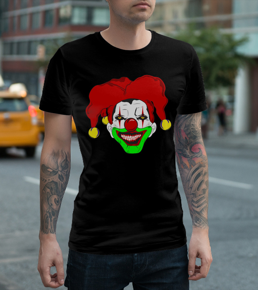 Clown Face with Red Hat and Green Smile T-Shirt