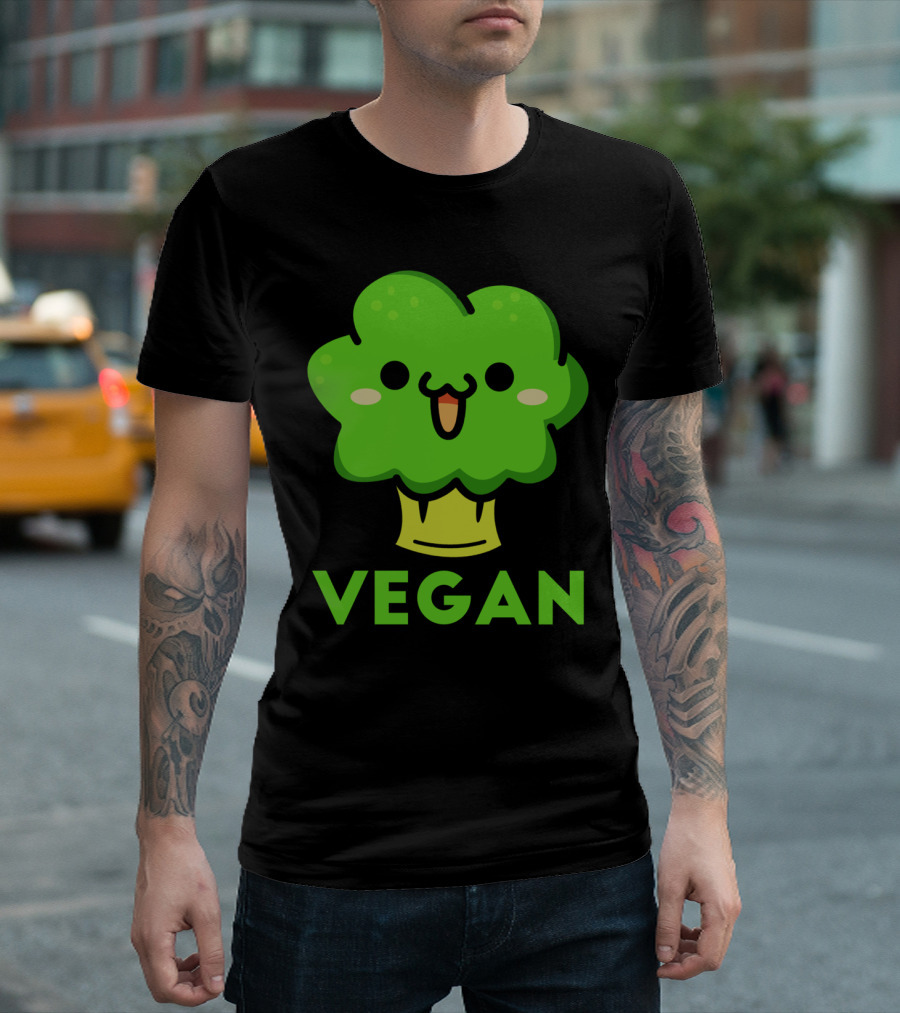 Adorable Smiling Broccoli Vegan T-Shirt