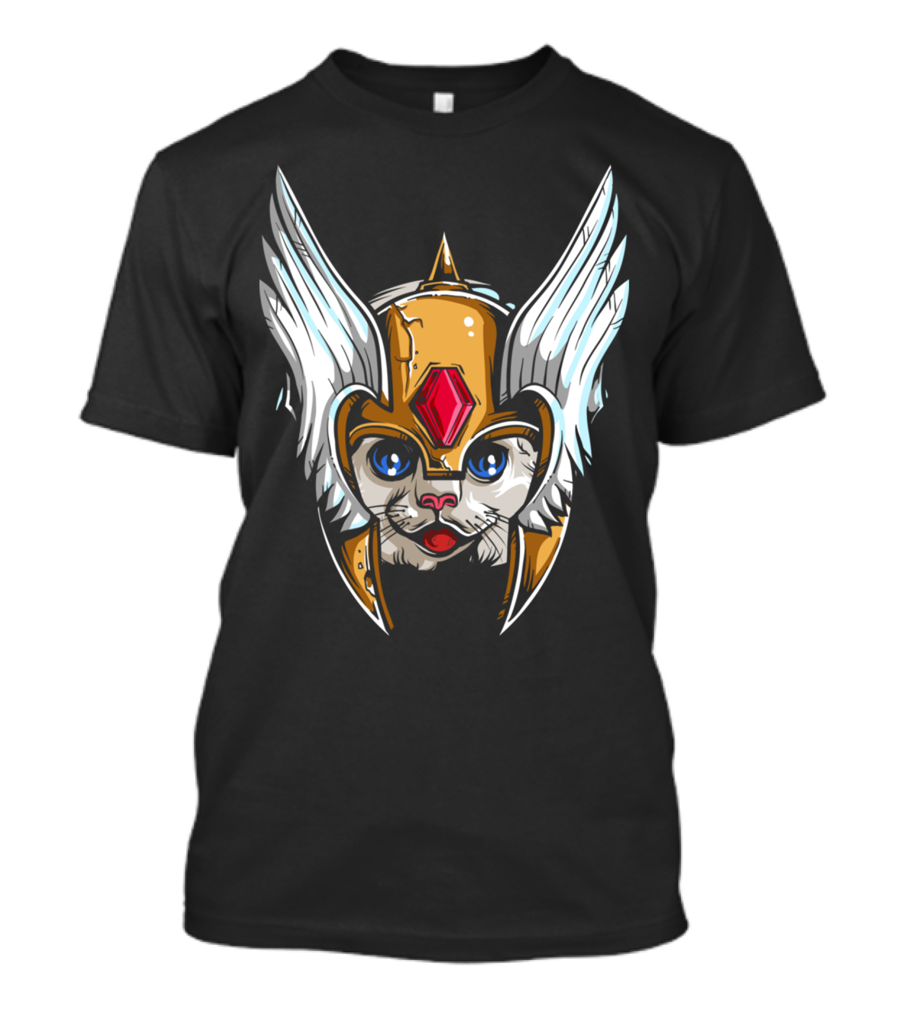 Cute Winged Helmet Warrior Cat T-Shirt