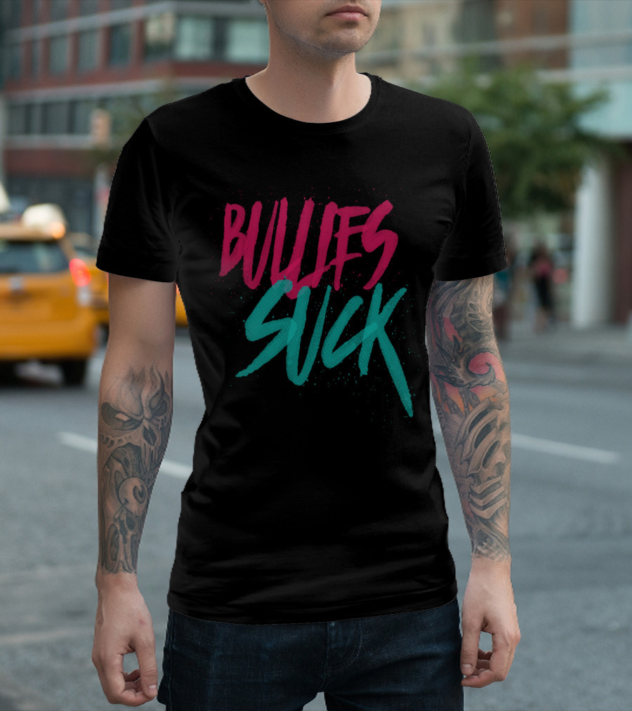 BULLIES SUCK Bold Neon Graffiti T-Shirt