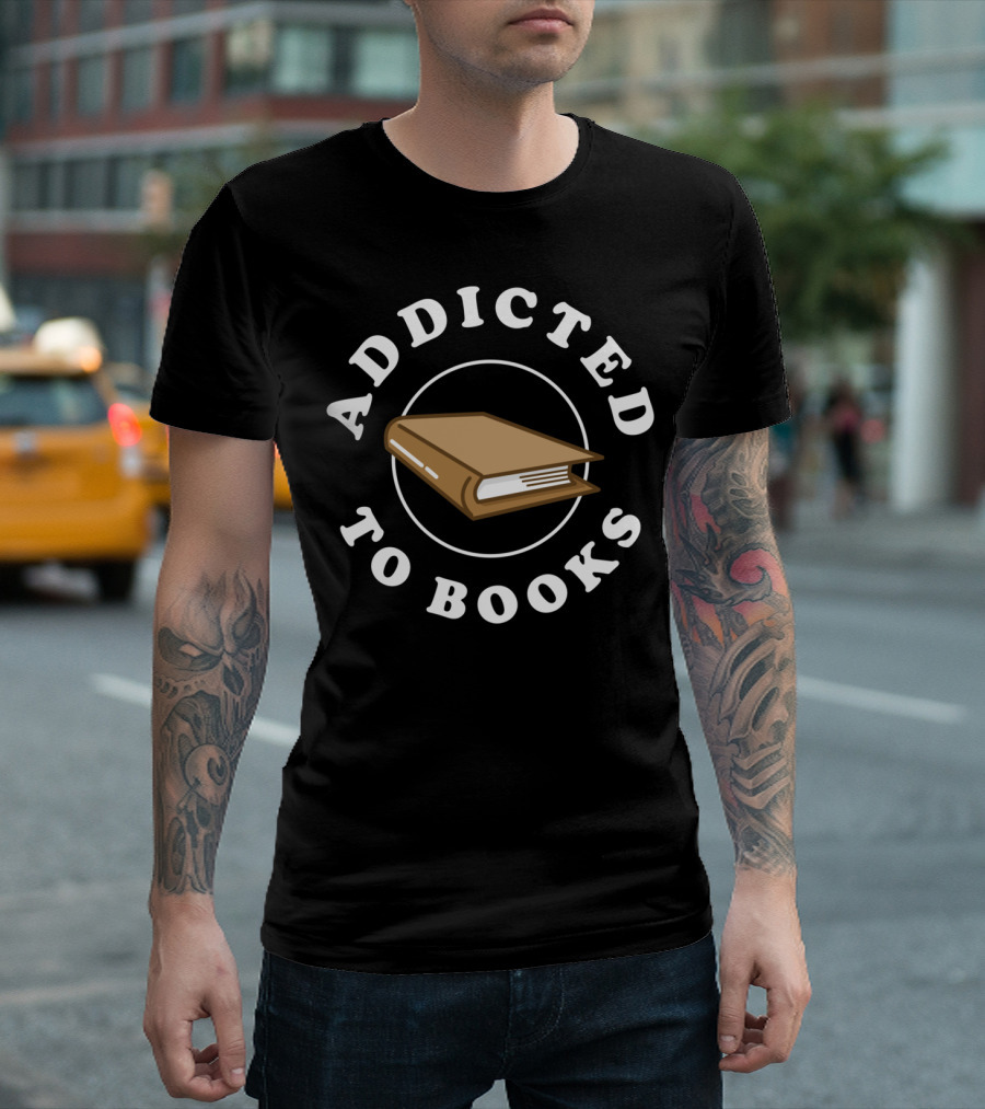 Addicted To Books Brown Open Book Circle T-Shirt
