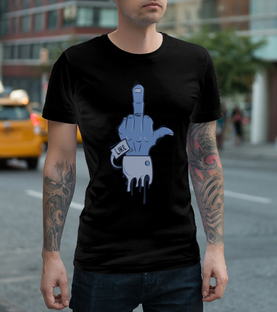 LIKE Hand Middle Finger Gesture T-Shirt