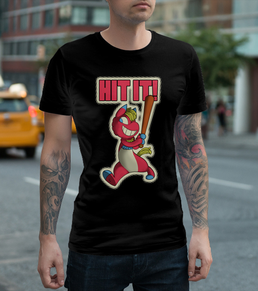 HIT IT Cartoon Pinata Swinging Bat T-Shirt