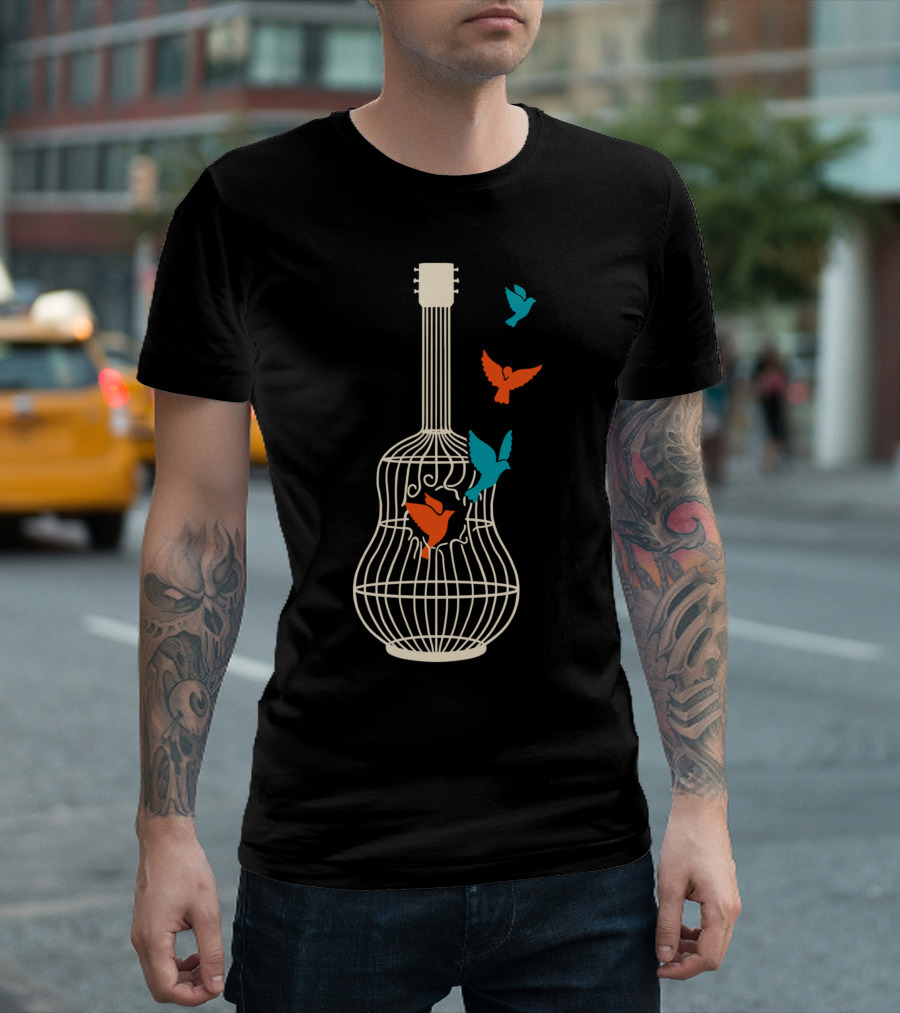 Freedom Music Guitar Birdcage Escape T-Shirt