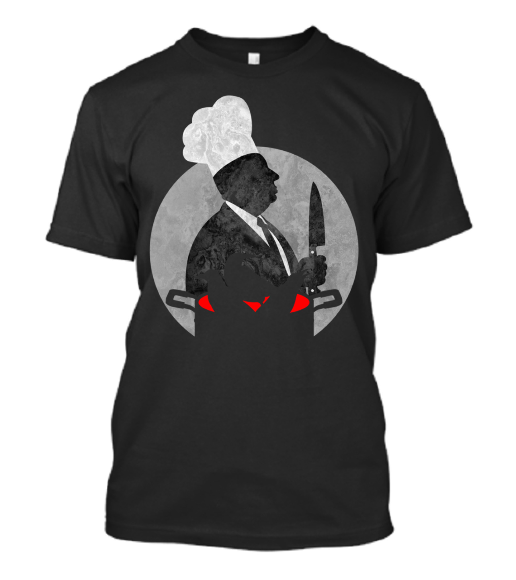 Hitchcook Chef Silhouette With Knife And Cooking Pot T-Shirt