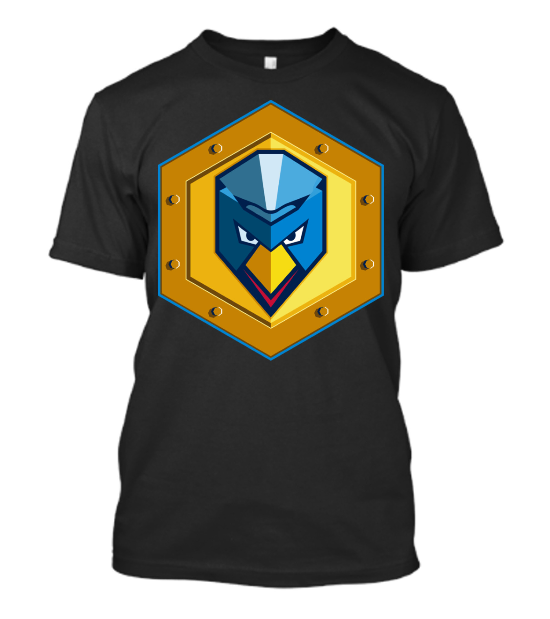 Cyber Punk Chicken Hexagon Emblem Face T-Shirt