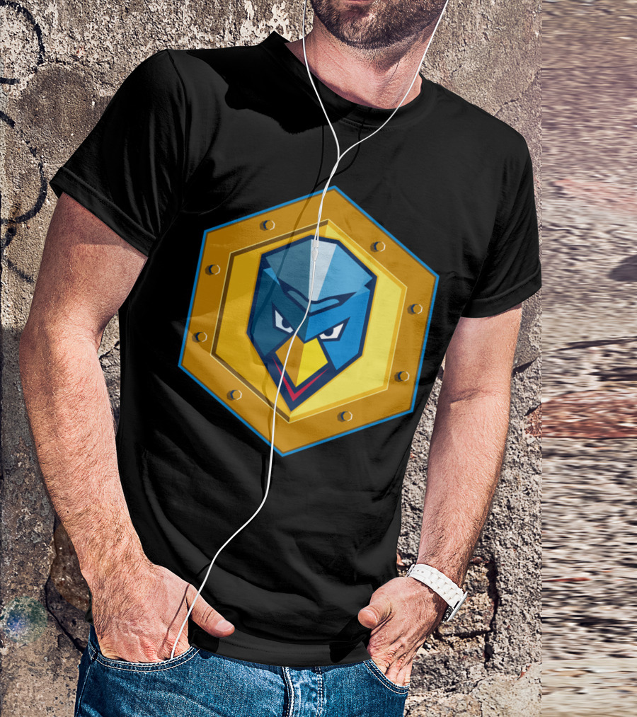 Cyber Punk Chicken Hexagon Emblem Face T-Shirt
