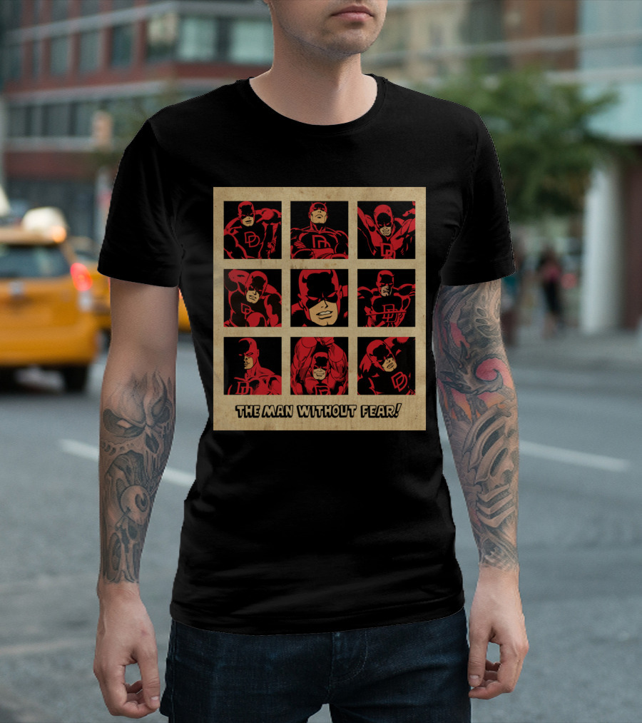Vintage Daredevil The Man Without Fear Nine Squares T-Shirt