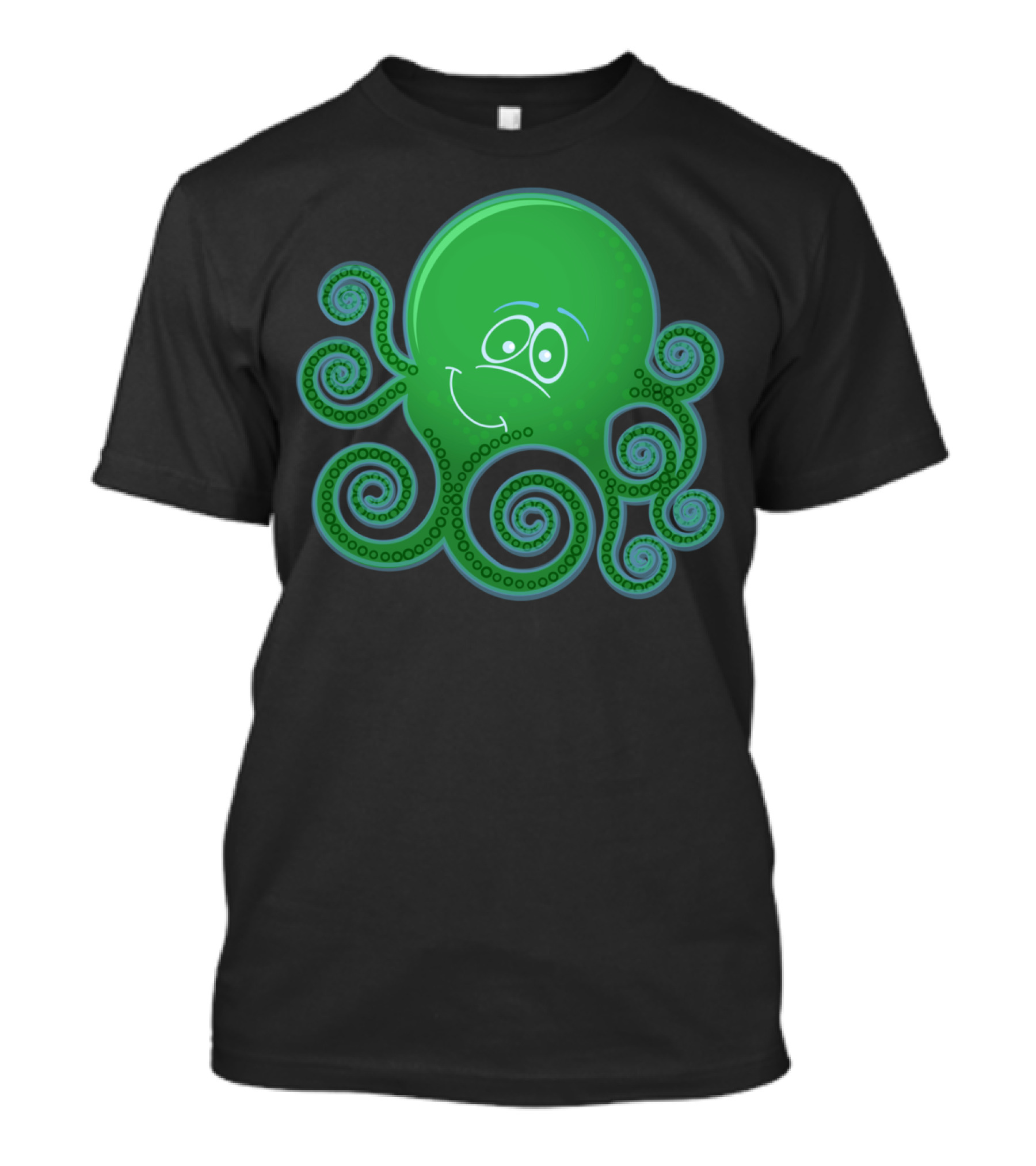 Octobaby Happy Green Octopus With Swirling Tentacles T-Shirt