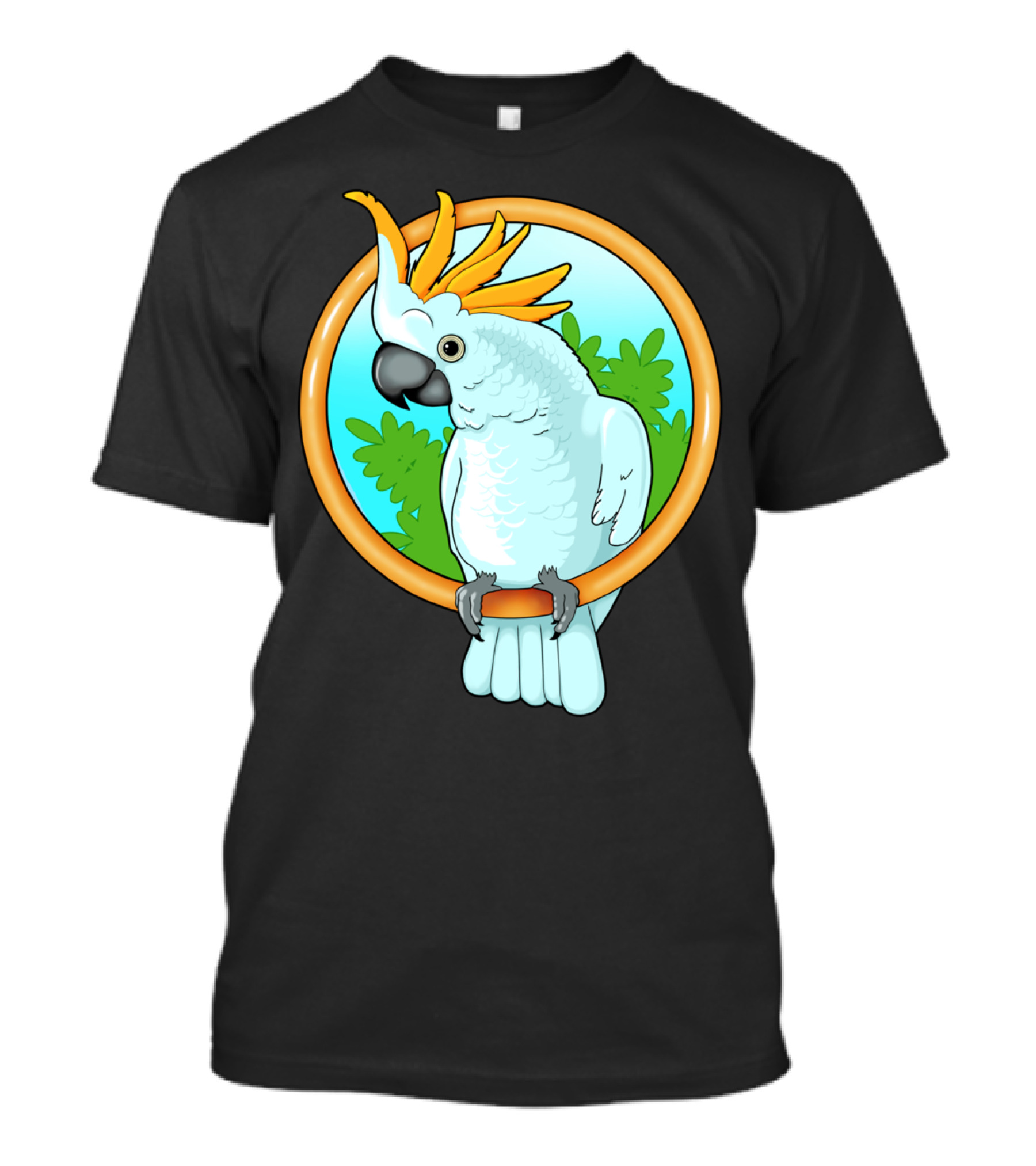 Cockatoo With Yellow Crested Perch Tropical Background T-Shirt