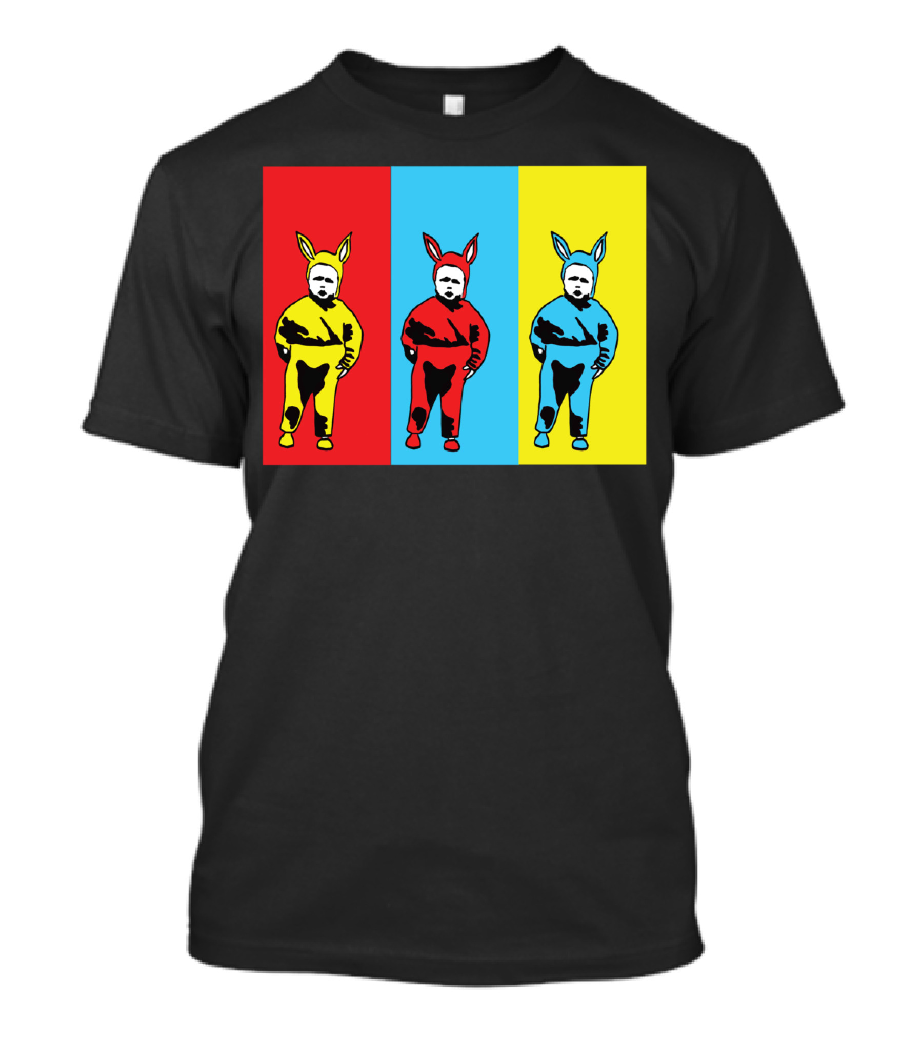 Bunny Boy Pop Art Trio Red Blue Yellow T-Shirt