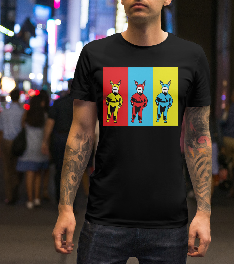 Bunny Boy Pop Art Trio Red Blue Yellow T-Shirt