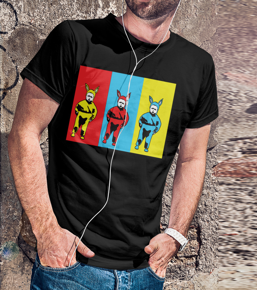 Bunny Boy Pop Art Trio Red Blue Yellow T-Shirt