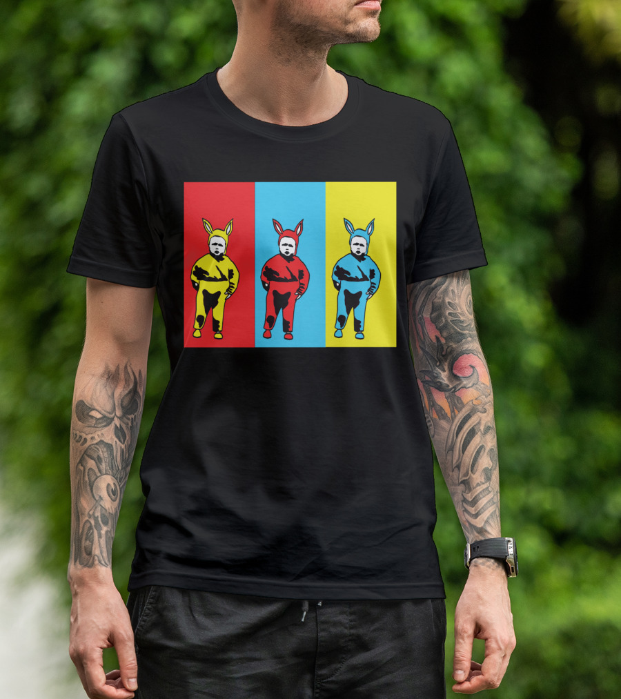 Bunny Boy Pop Art Trio Red Blue Yellow T-Shirt