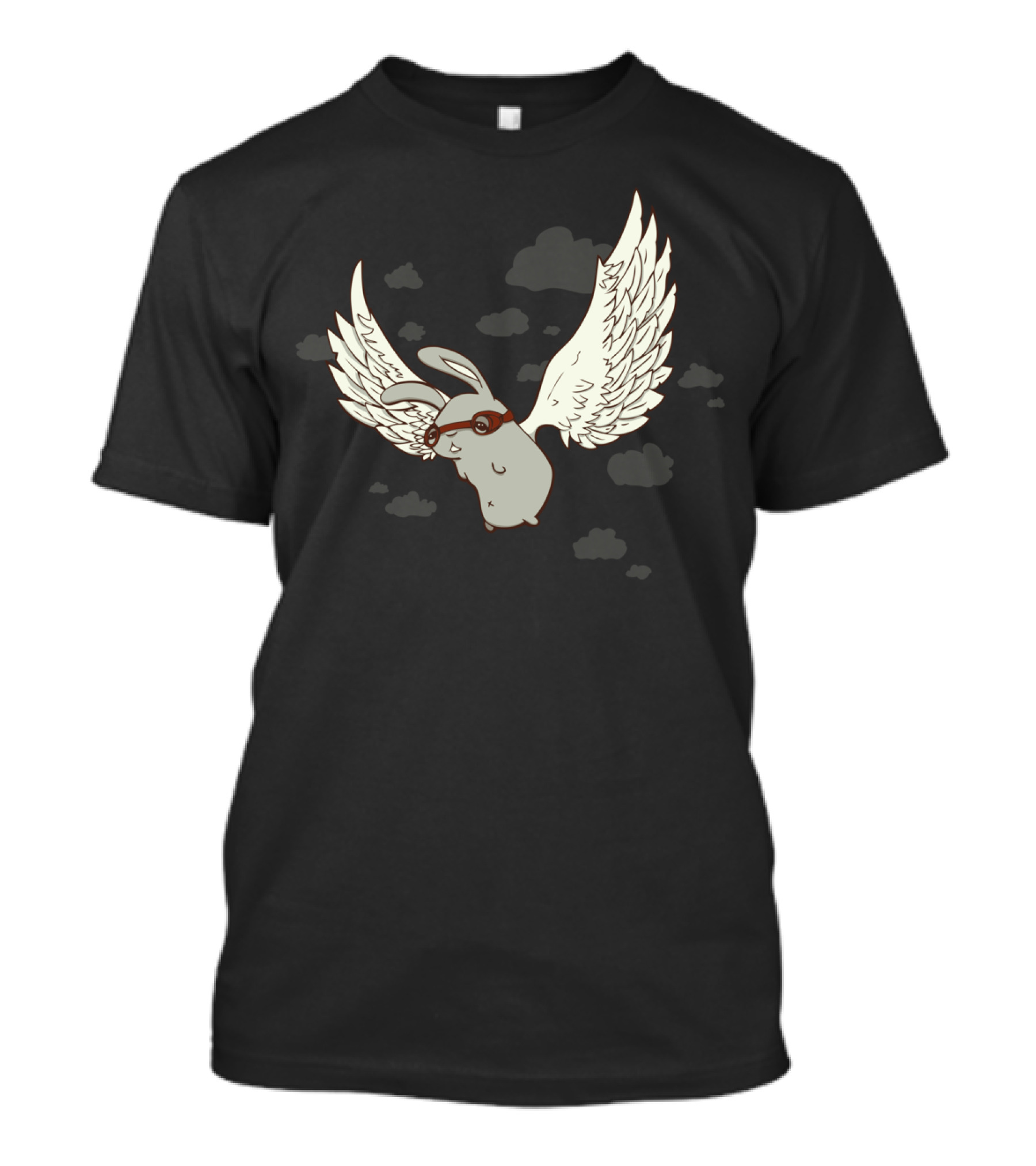 Bunny In Flight With Aviator Goggles And Wings In Cloudy Sky T-Shirt
