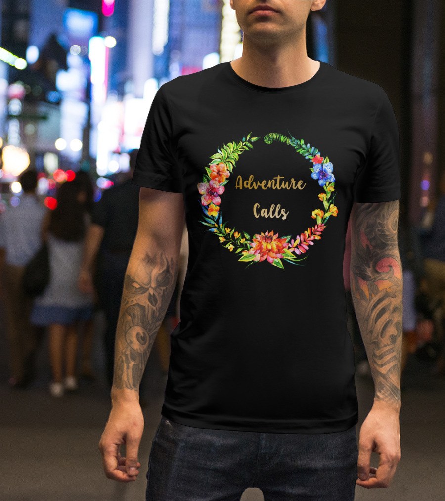Adventure Calls Tropical Floral Wreath T-Shirt