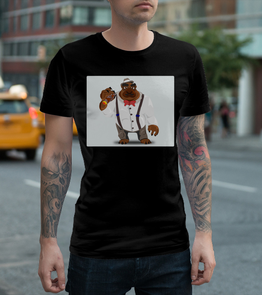 Dog Ben Cigar Gentleman In Bow Tie And Suspenders T-Shirt