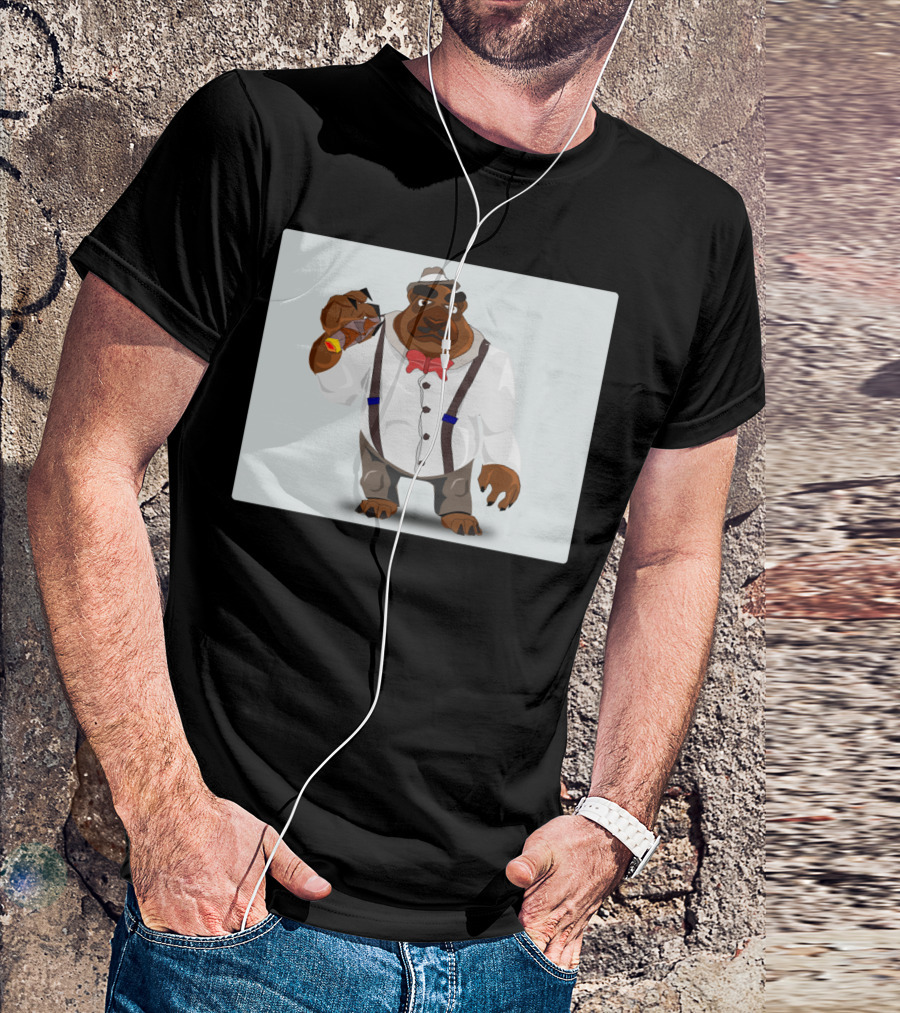 Dog Ben Cigar Gentleman In Bow Tie And Suspenders T-Shirt