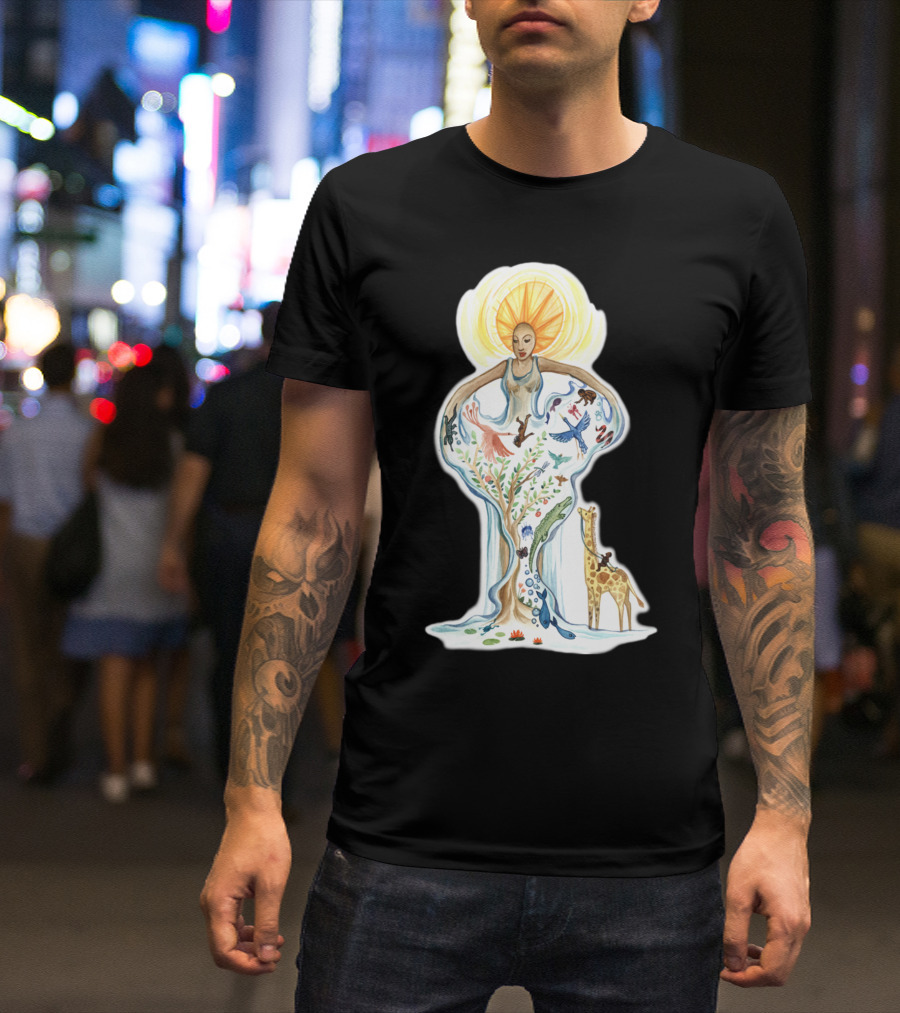 Goddess Of Life Sun Nature Animals Harmony T-Shirt
