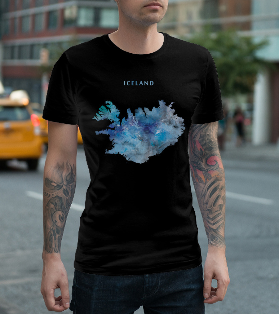Iceland Watercolor Map T-Shirt