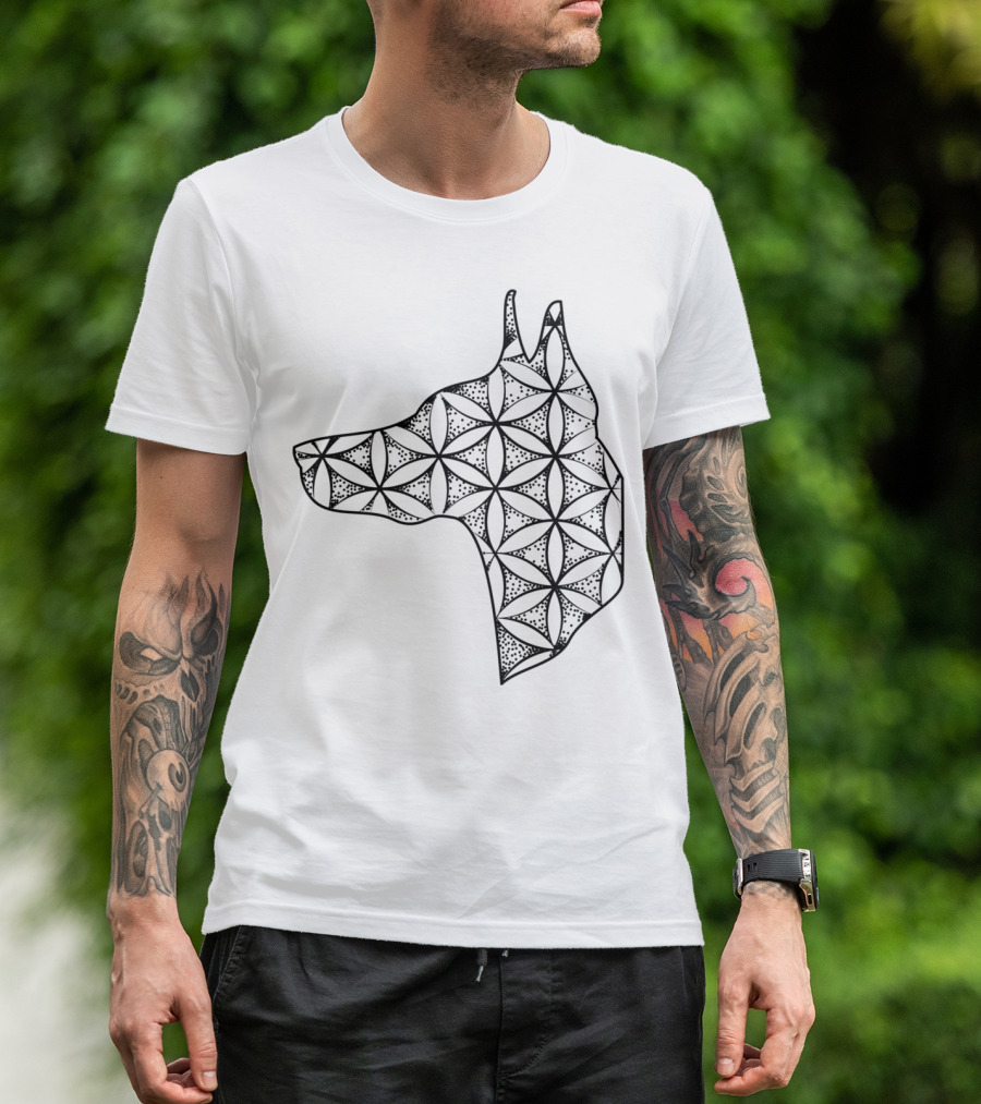 Doberman Dog Head Geometric T-Shirt