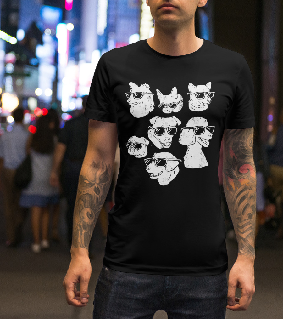 Dog Dogs Sunglasses Cool Canine Compilation T-Shirt