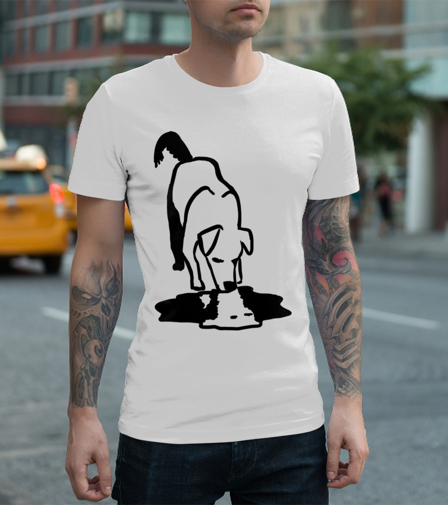 Dog Drinking Reflection T-Shirt
