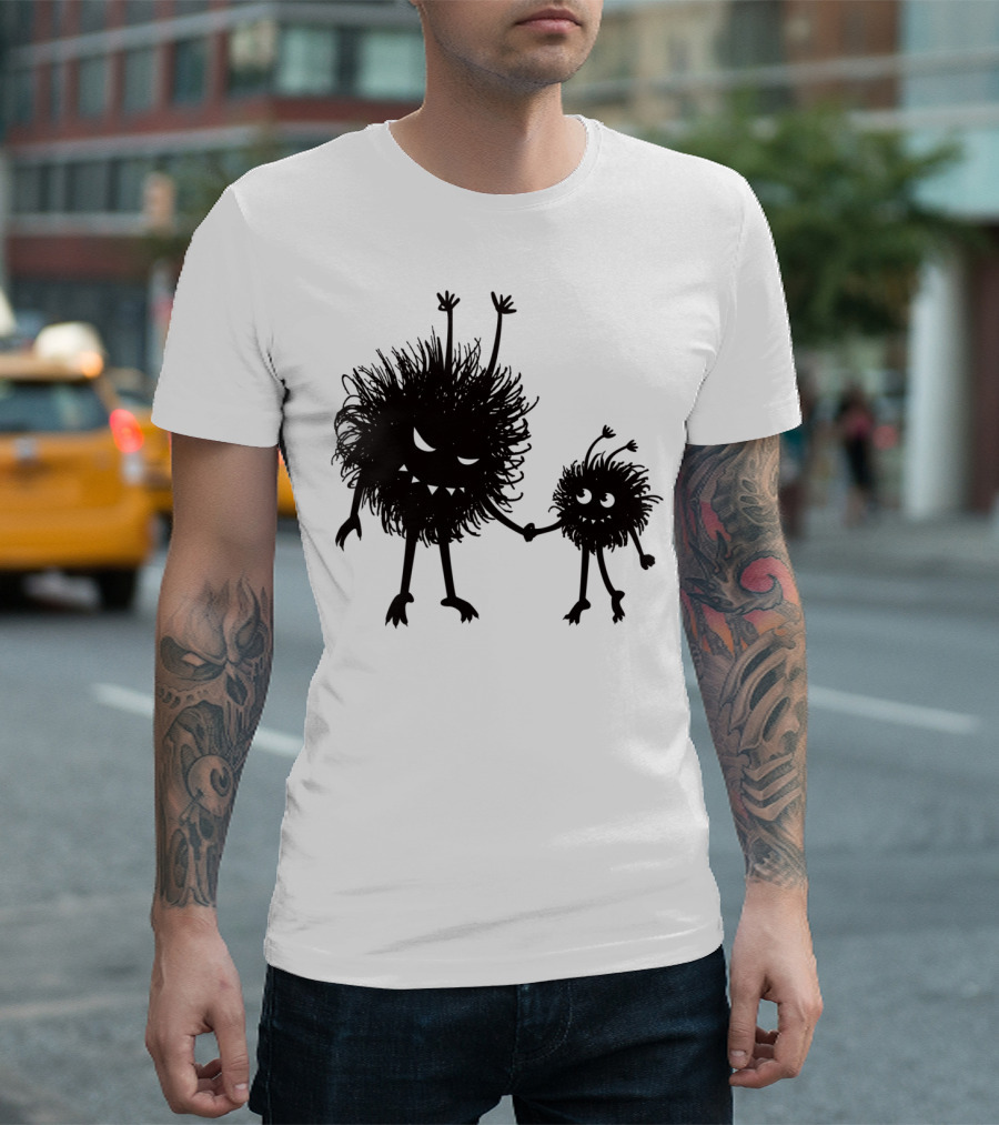 Evil Bug Mother and Child Monsters Holding Hands T-Shirt