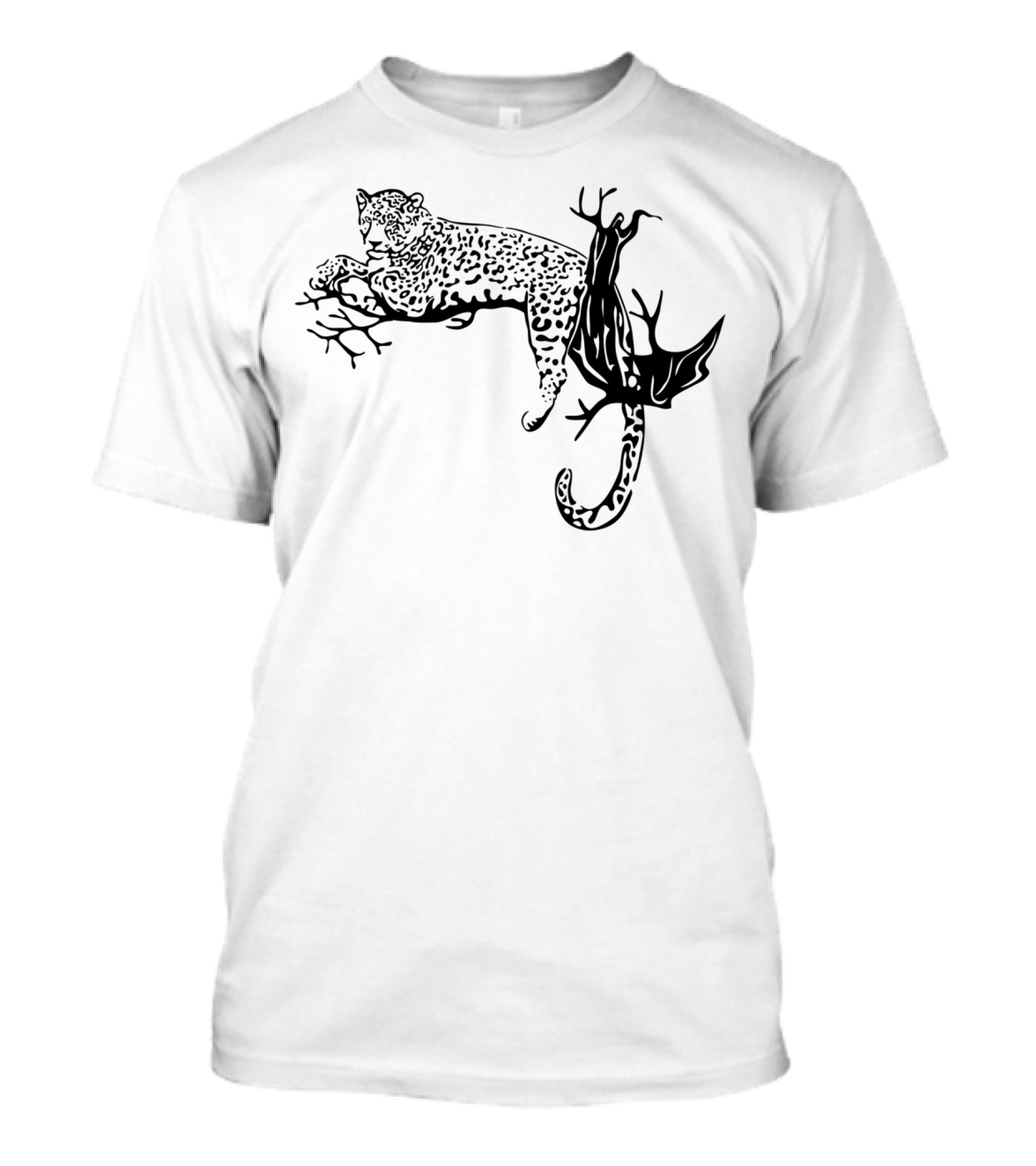 African Tiger Leopard Resting On Tree Branch T-Shirt